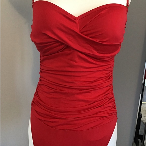 La Blanca red one piece swimsuit - Picture 2 of 5